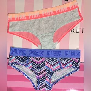 2 Victoria’s Secret PINK hipster panties bundle cotton Pink panties colorblock